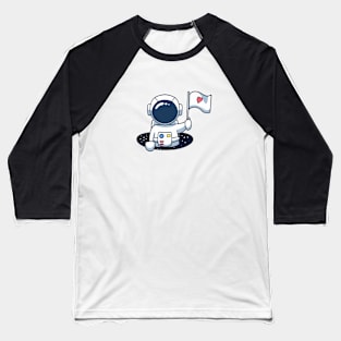 Astronaut Holding a Love Flag Baseball T-Shirt